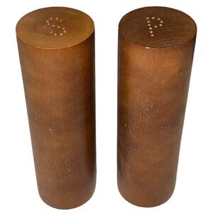 Vintage MCM Brown Teakwood Salt & Pepper Shaker Set